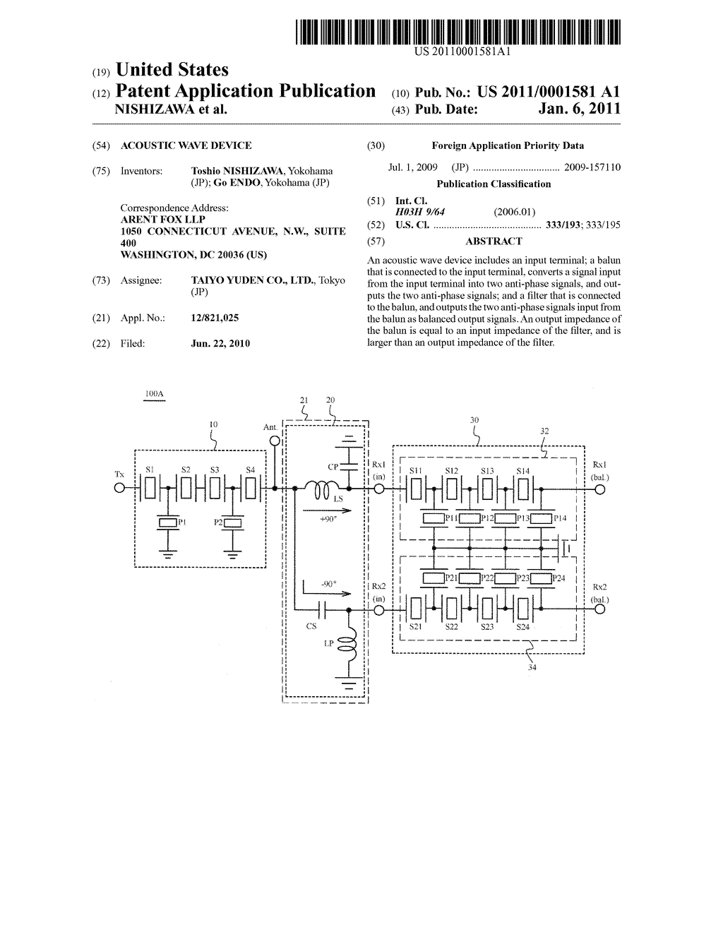 ACOUSTIC WAVE DEVICE - diagram, schematic, and image 01