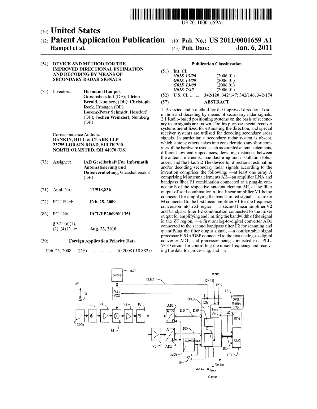 DEVICE AND METHOD FOR THE IMPROVED DIRECTIONAL ESTIMATION AND DECODING BY MEANS OF SECONDARY RADAR SIGNALS - diagram, schematic, and image 01