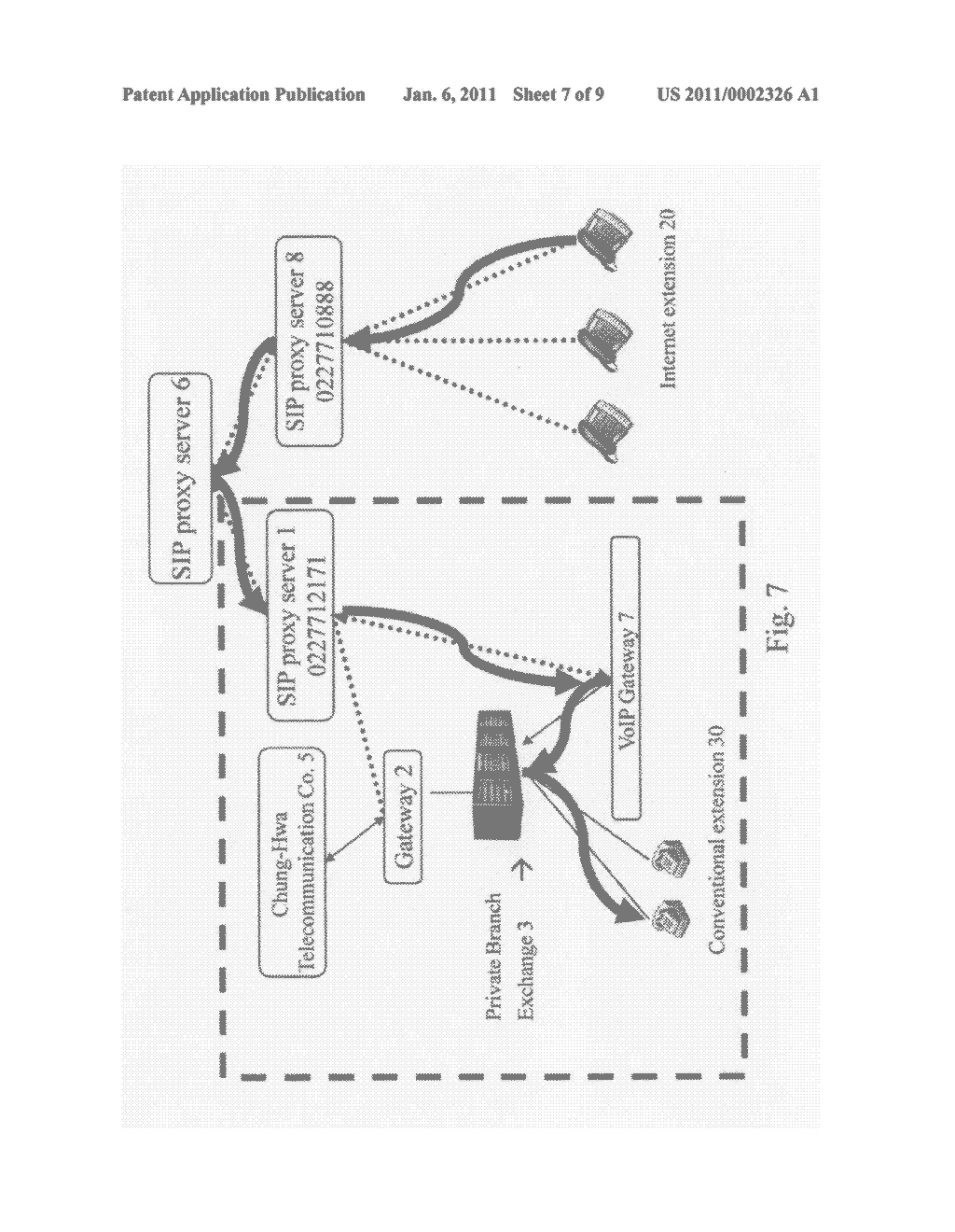 Method for dialing from internet extension to conventional extension - diagram, schematic, and image 08