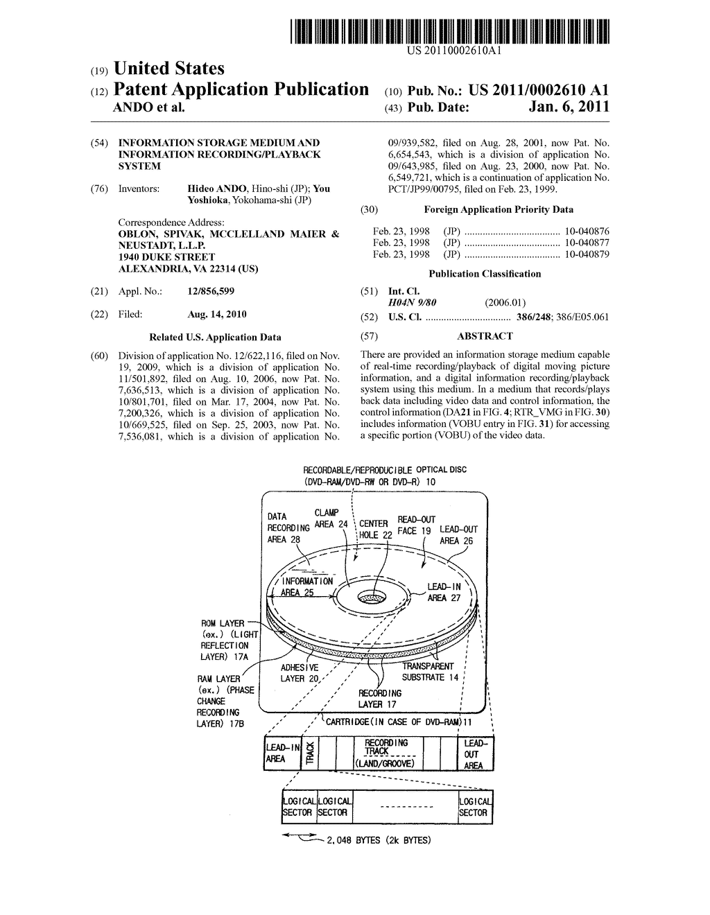 INFORMATION STORAGE MEDIUM AND INFORMATION RECORDING/PLAYBACK SYSTEM - diagram, schematic, and image 01