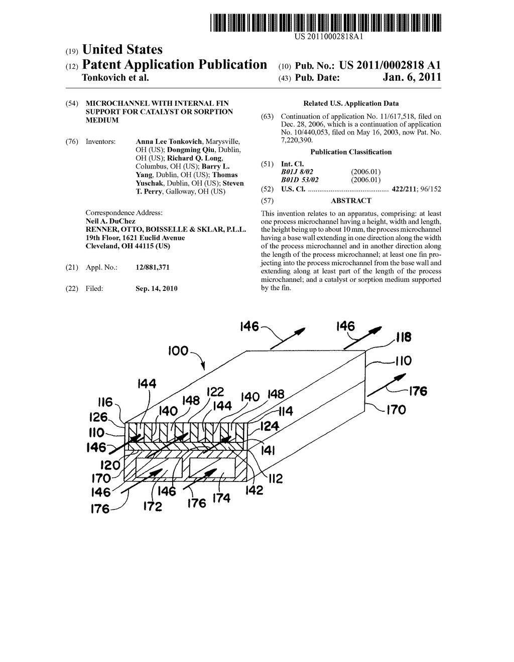 MICROCHANNEL WITH INTERNAL FIN SUPPORT FOR CATALYST OR SORPTION MEDIUM - diagram, schematic, and image 01