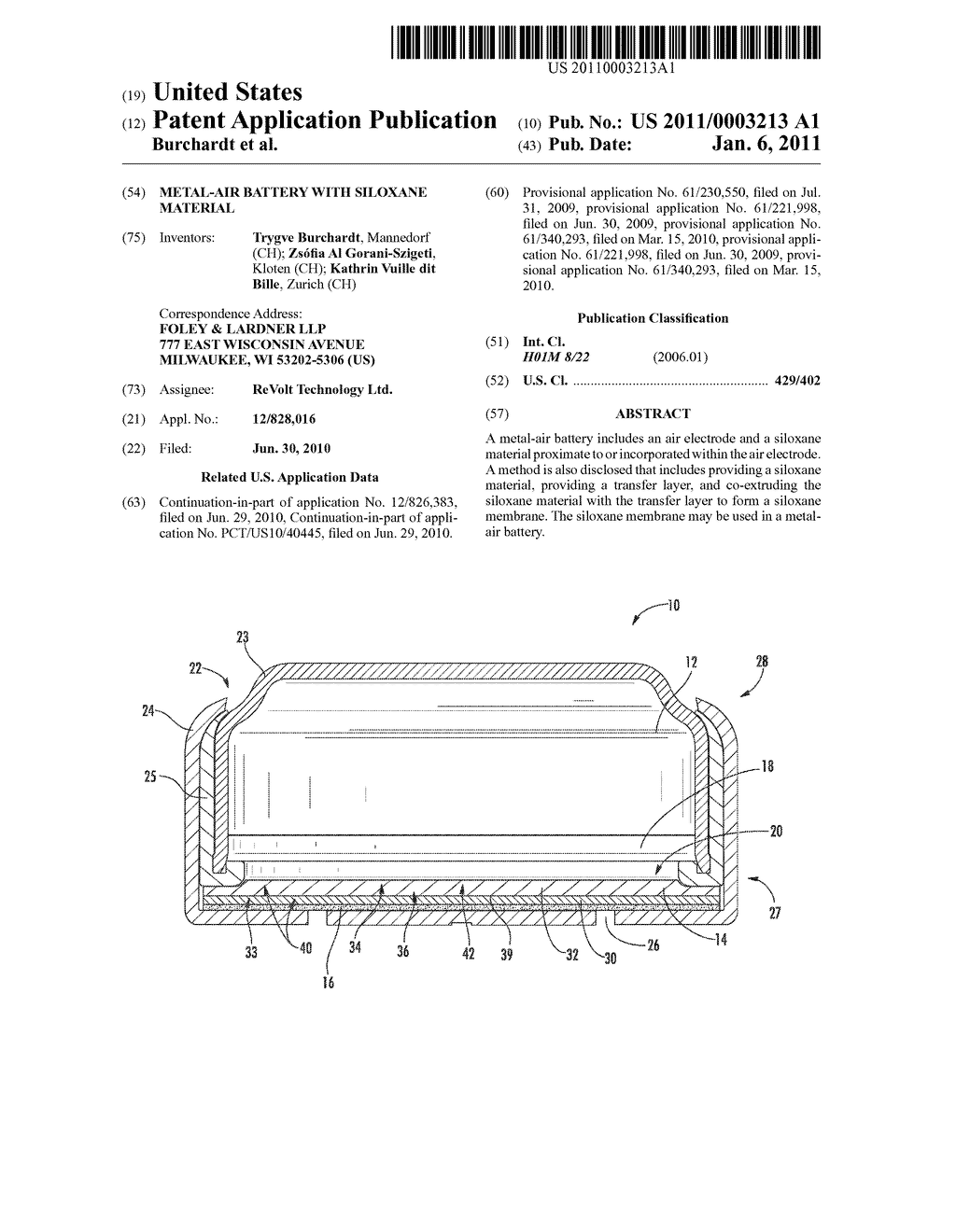 METAL-AIR BATTERY WITH SILOXANE MATERIAL - diagram, schematic, and image 01
