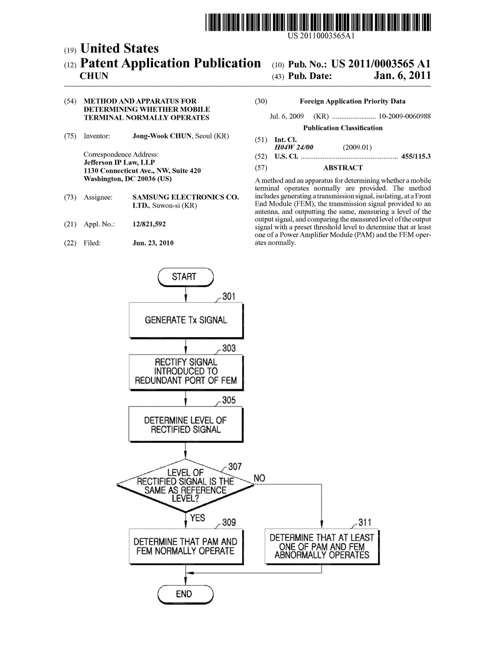 METHOD AND APPARATUS FOR DETERMINING WHETHER MOBILE TERMINAL NORMALLY OPERATES - diagram, schematic, and image 01