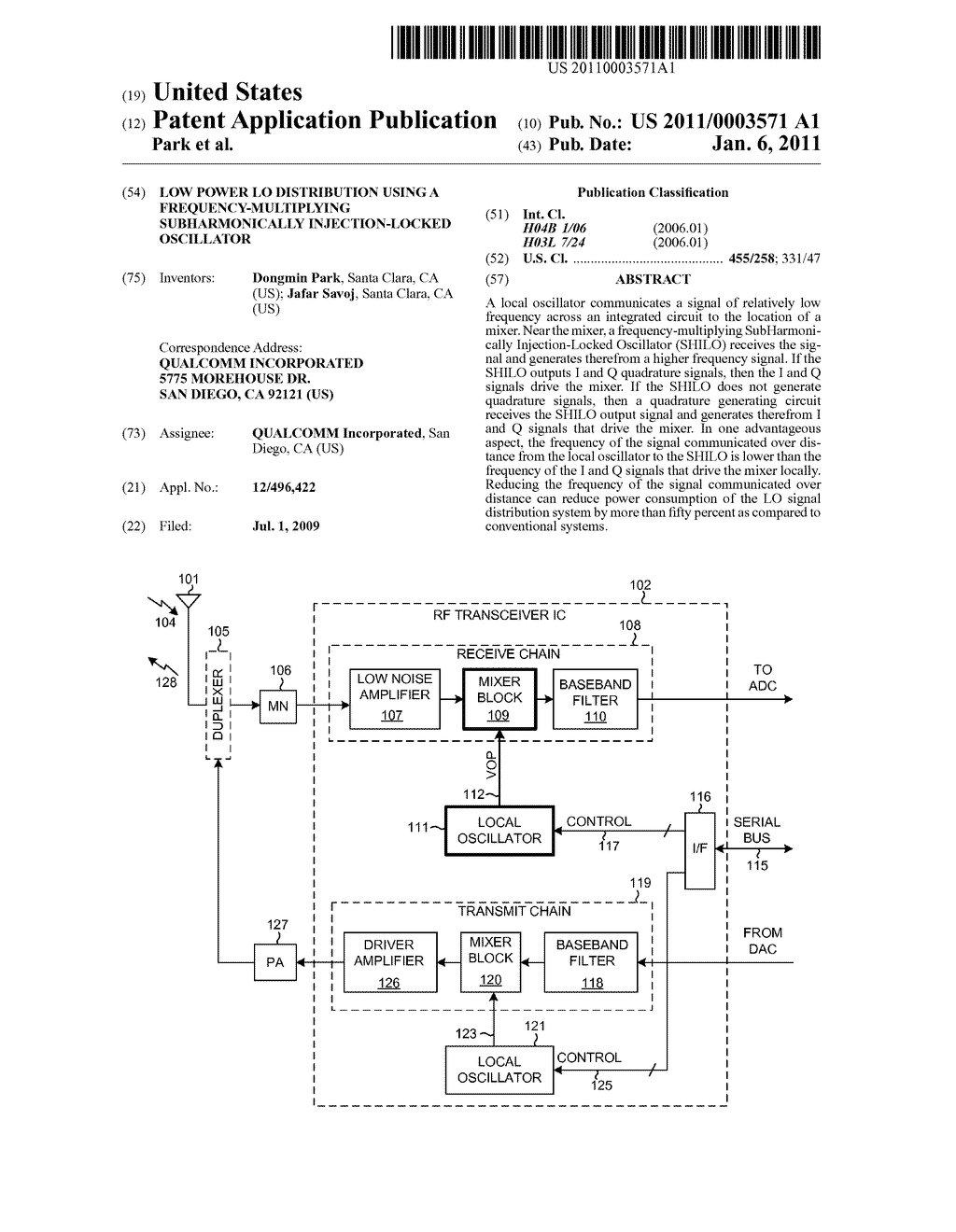 LOW POWER LO DISTRIBUTION USING A FREQUENCY-MULTIPLYING SUBHARMONICALLY INJECTION-LOCKED OSCILLATOR - diagram, schematic, and image 01