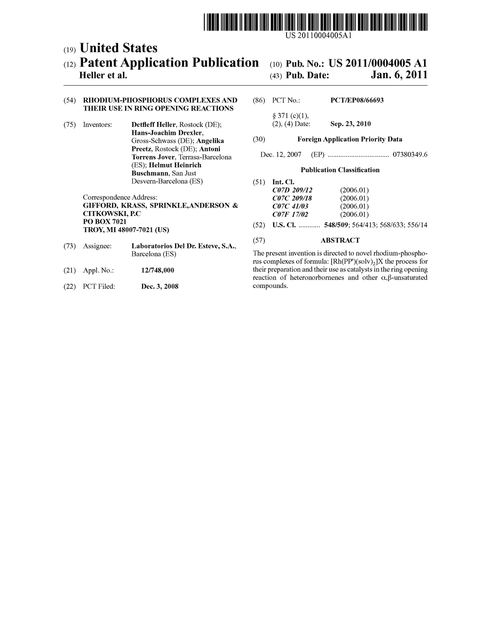 RHODIUM-PHOSPHORUS COMPLEXES AND THEIR USE IN RING OPENING REACTIONS - diagram, schematic, and image 01