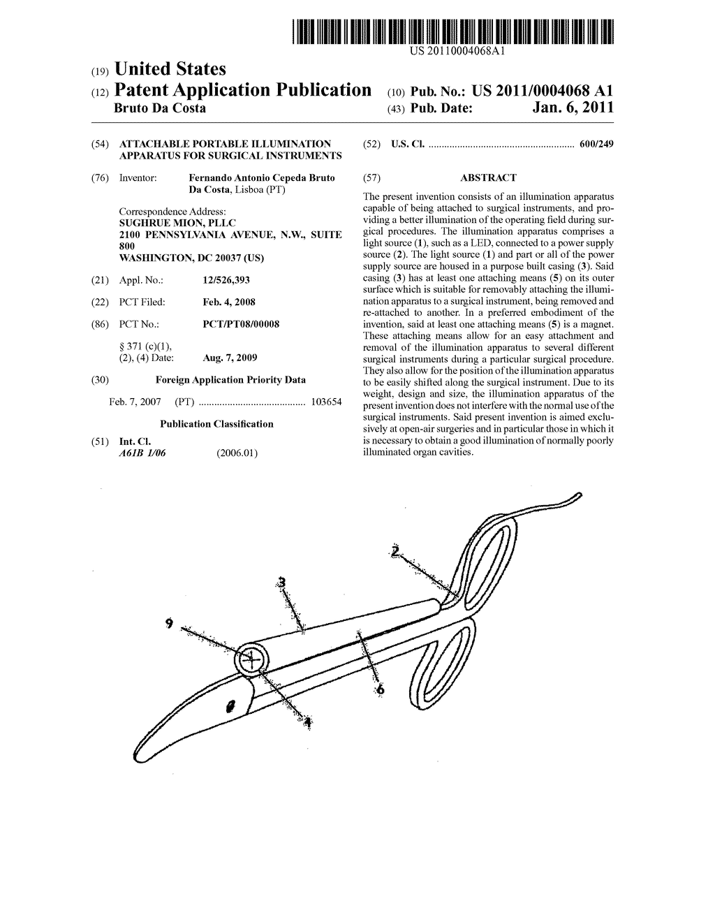 ATTACHABLE PORTABLE ILLUMINATION APPARATUS FOR SURGICAL INSTRUMENTS - diagram, schematic, and image 01