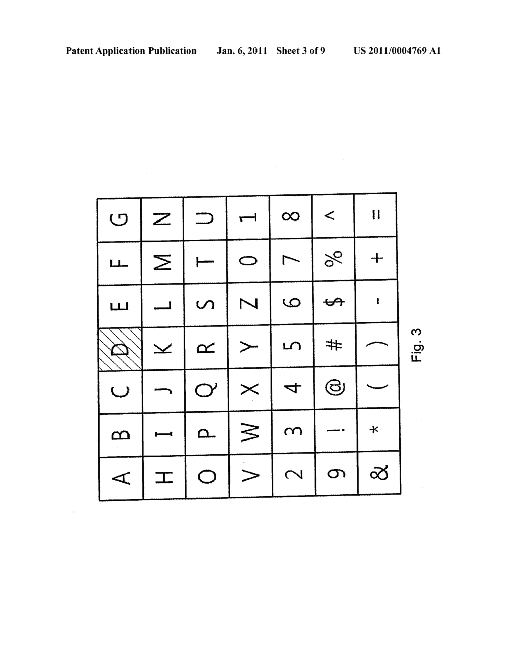 PASSWORD INPUT SYSTEM USING AN ALPHANUMERIC MATRIX AND PASSWORD INPUT METHOD USING THE SAME - diagram, schematic, and image 04