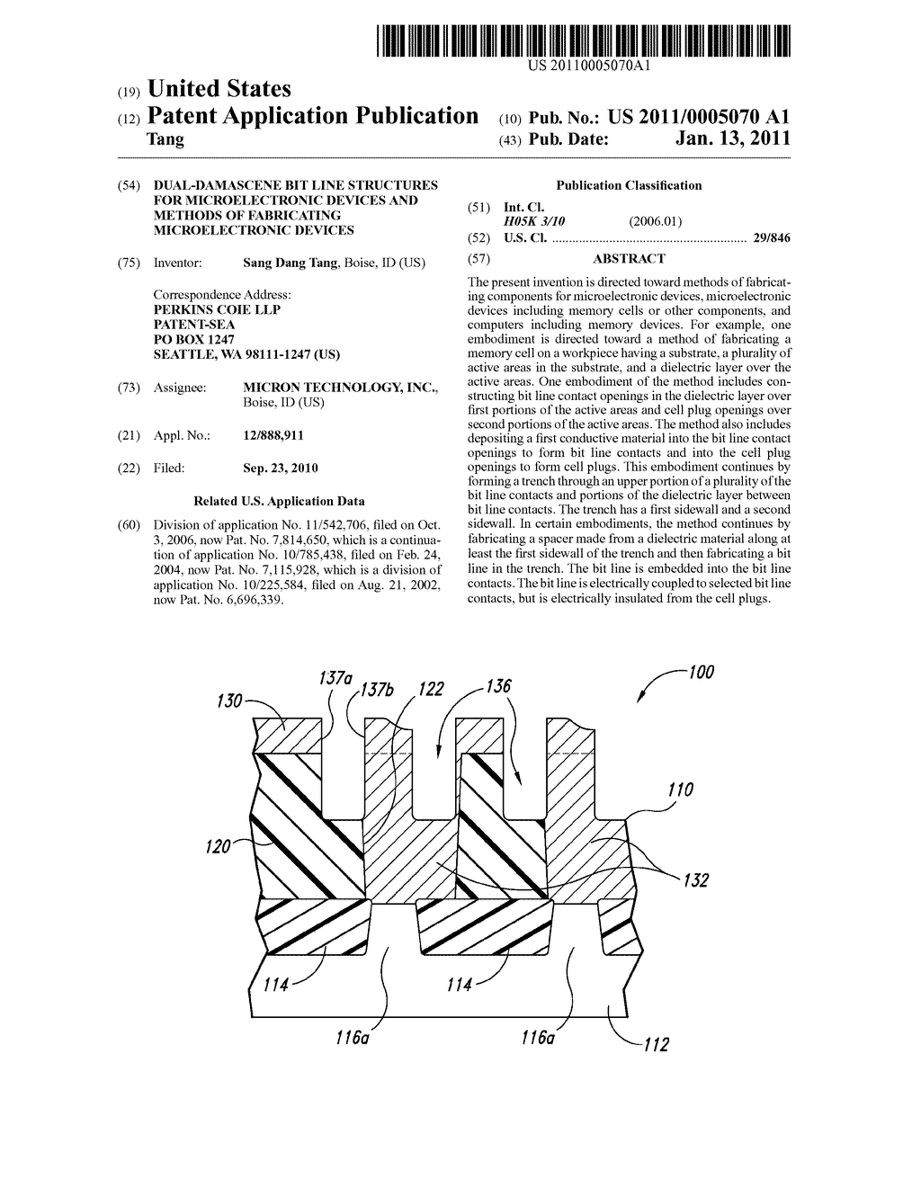 DUAL-DAMASCENE BIT LINE STRUCTURES FOR MICROELECTRONIC DEVICES AND METHODS OF FABRICATING MICROELECTRONIC DEVICES - diagram, schematic, and image 01