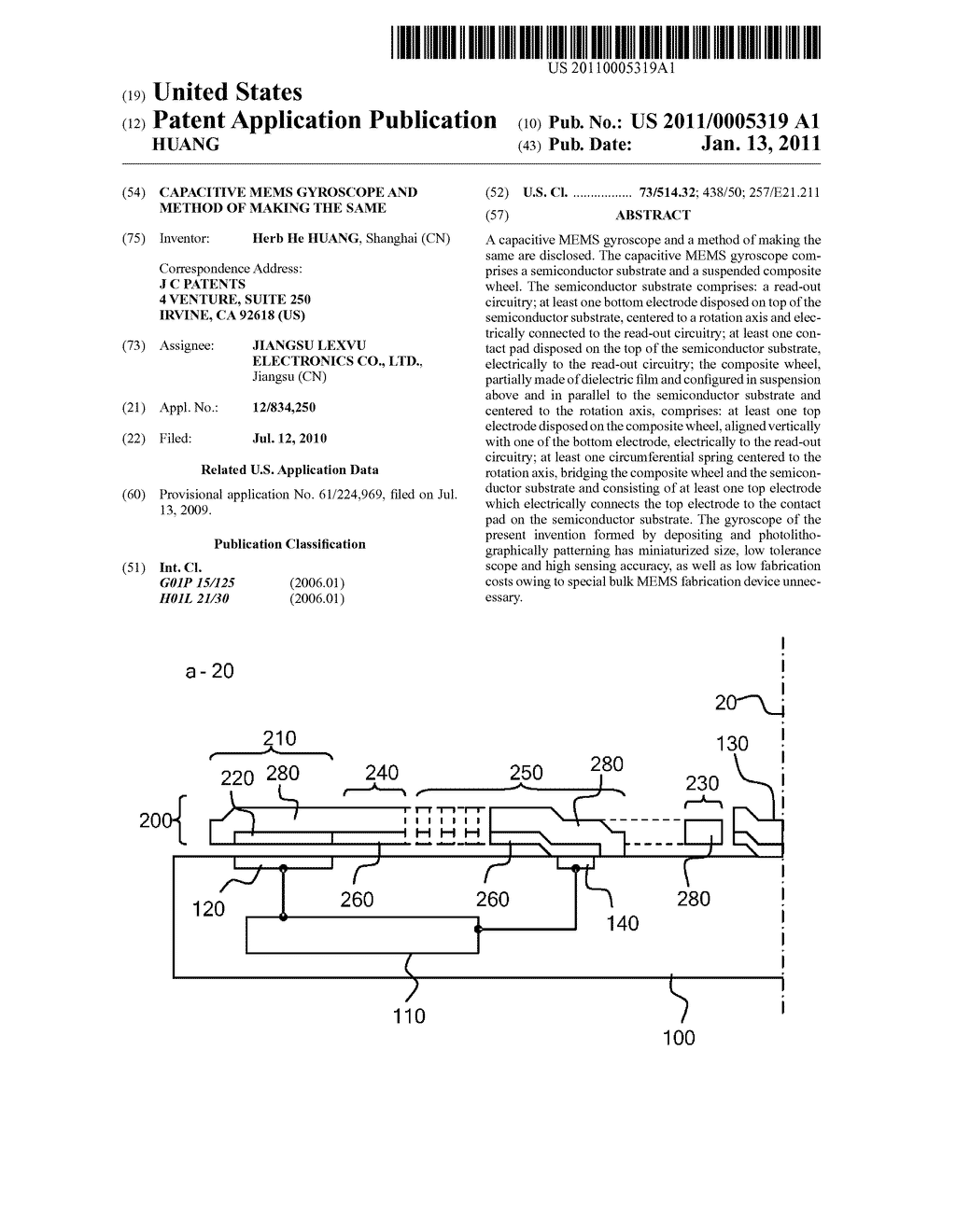 CAPACITIVE MEMS GYROSCOPE AND METHOD OF MAKING THE SAME - diagram, schematic, and image 01