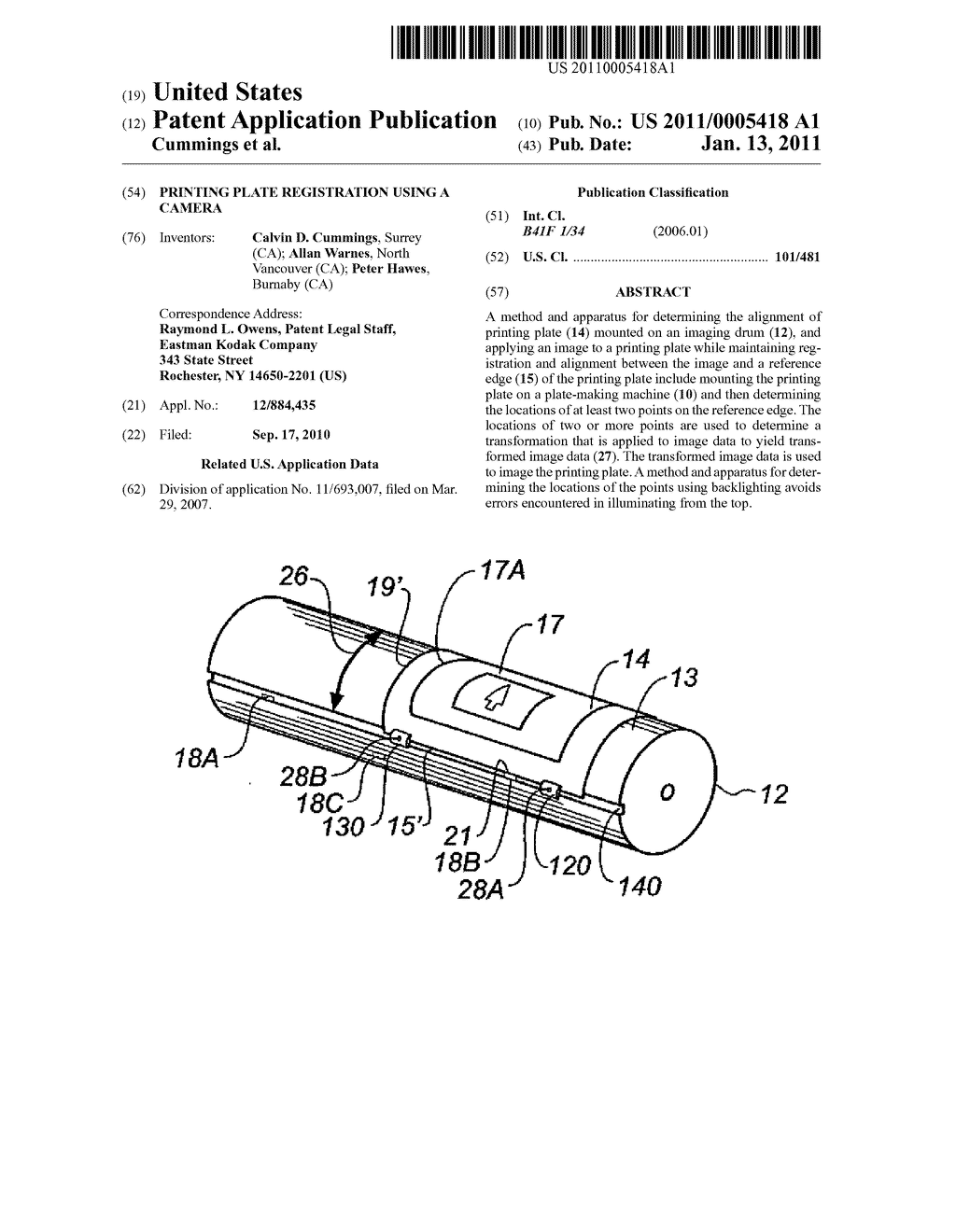 PRINTING PLATE REGISTRATION USING A CAMERA - diagram, schematic, and image 01