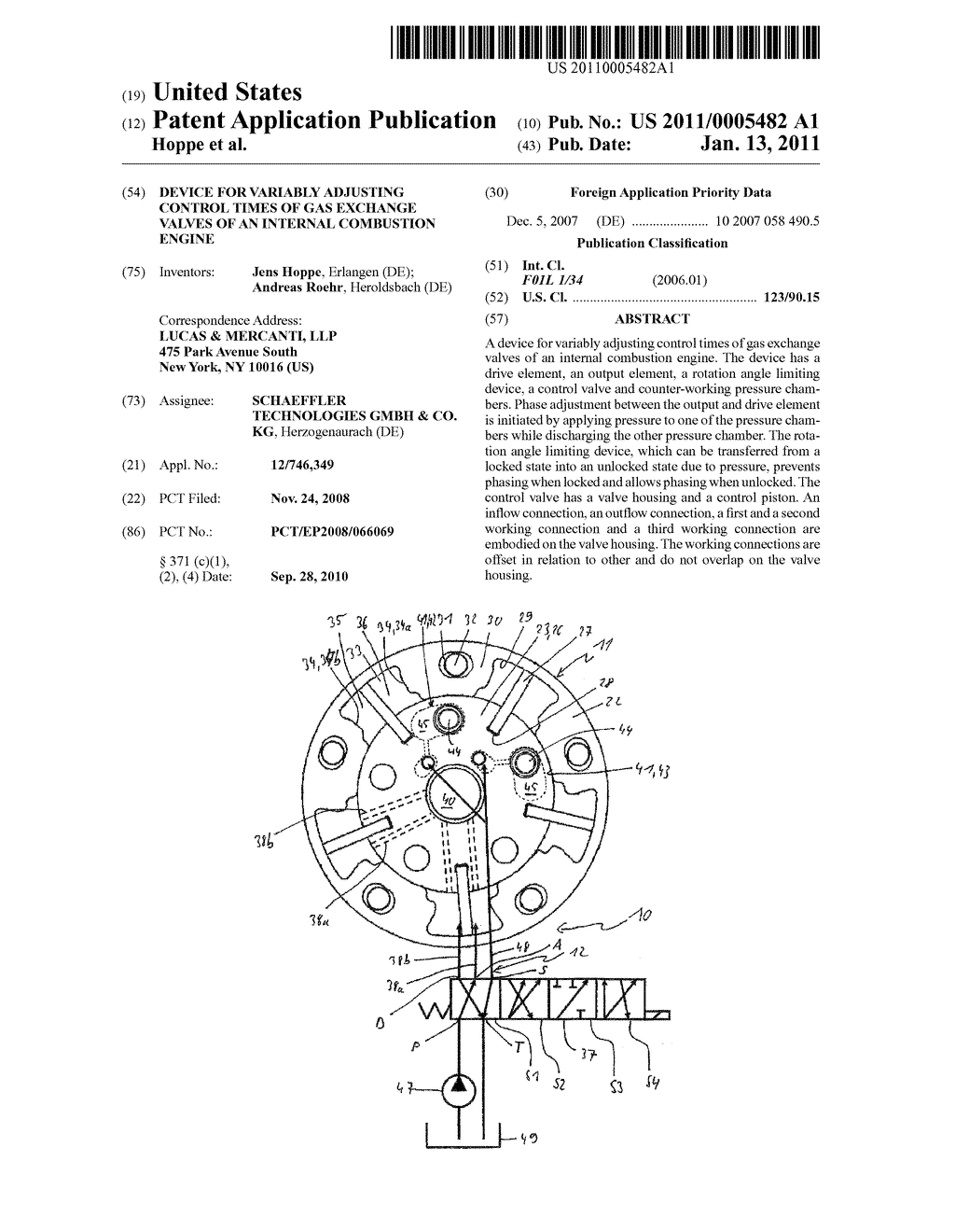 DEVICE FOR VARIABLY ADJUSTING CONTROL TIMES OF GAS EXCHANGE VALVES OF AN INTERNAL COMBUSTION ENGINE - diagram, schematic, and image 01