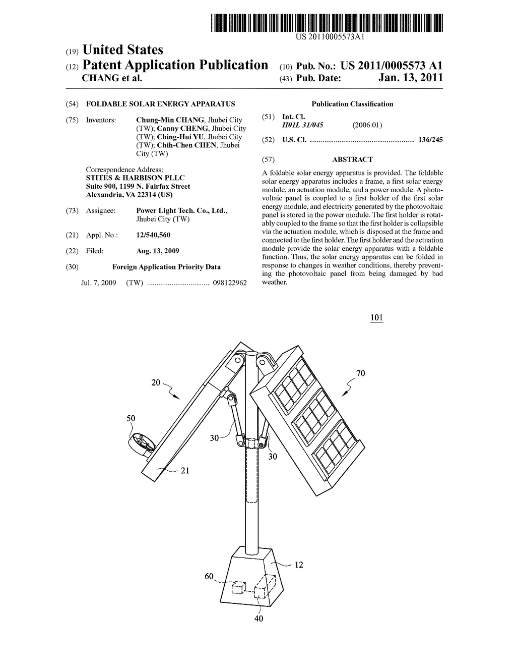 FOLDABLE SOLAR ENERGY APPARATUS - diagram, schematic, and image 01