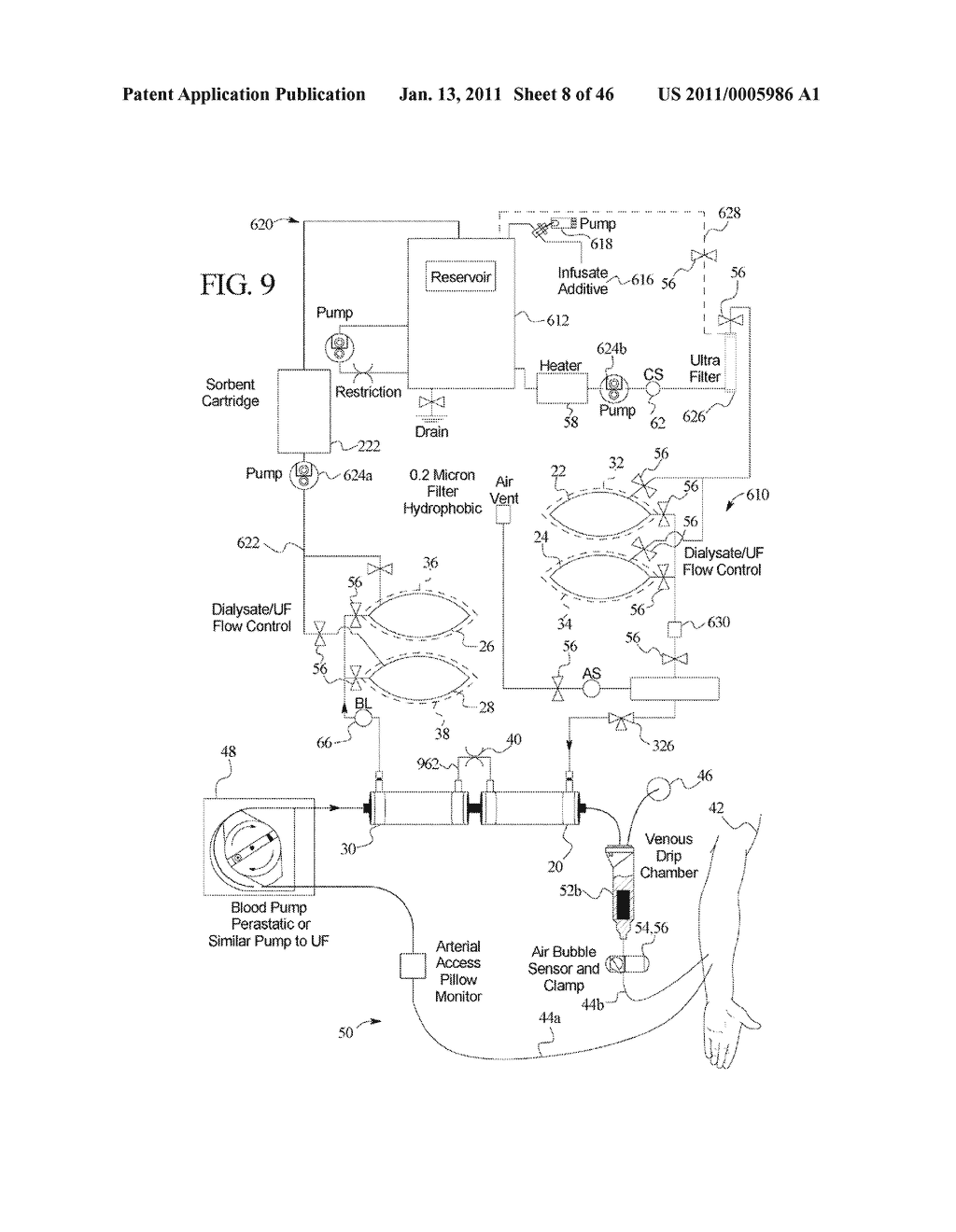 DIALYSIS SYSTEM WITH CASSETTE BASED BALANCE CHAMBERS AND VOLUMETRIC PUMPS - diagram, schematic, and image 09