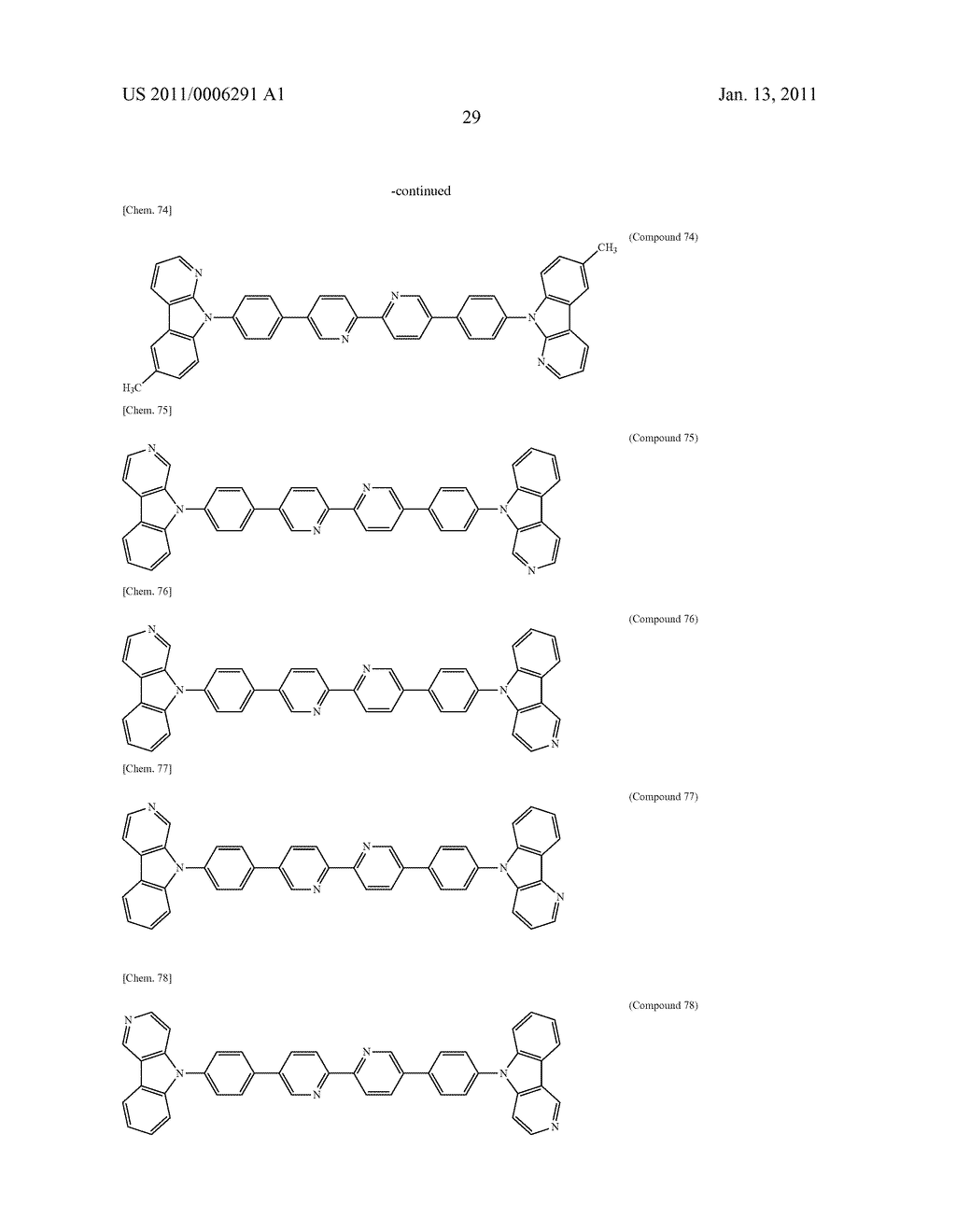 COMPOUND HAVING SUBSTITUTED PYRIDYL GROUP AND PYRIDOINDOLE RING STRUCTURE LINKED THROUGH PHENYLENE GROUP, AND ORGANIC ELECTROLUMINESCENT DEVICE - diagram, schematic, and image 32