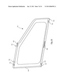 DEVICE FOR CLOSING OFF AN OPENING FORMED IN THE BODYWORK OF A VEHICLE, WITH A GUIDE ELEMENT AND SLIDE FORMING A SHUTTLE, AND CORRESPONDING VEHICLE diagram and image