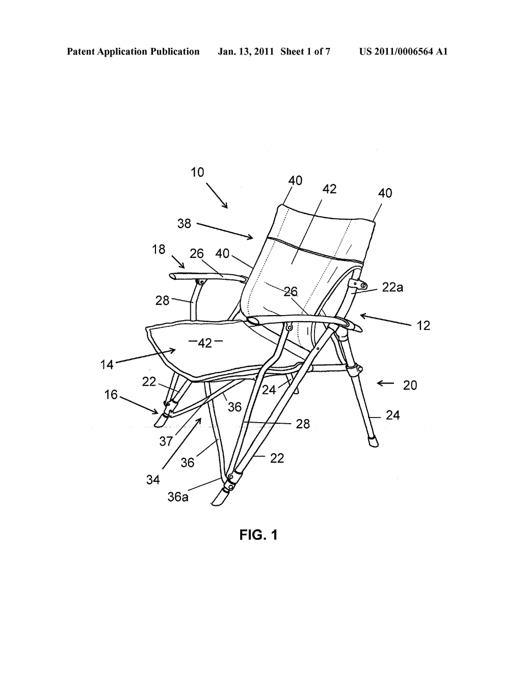 Collapsible chair with curved back support - diagram, schematic, and image 02