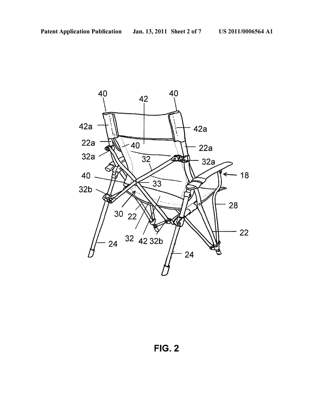 Collapsible chair with curved back support - diagram, schematic, and image 03