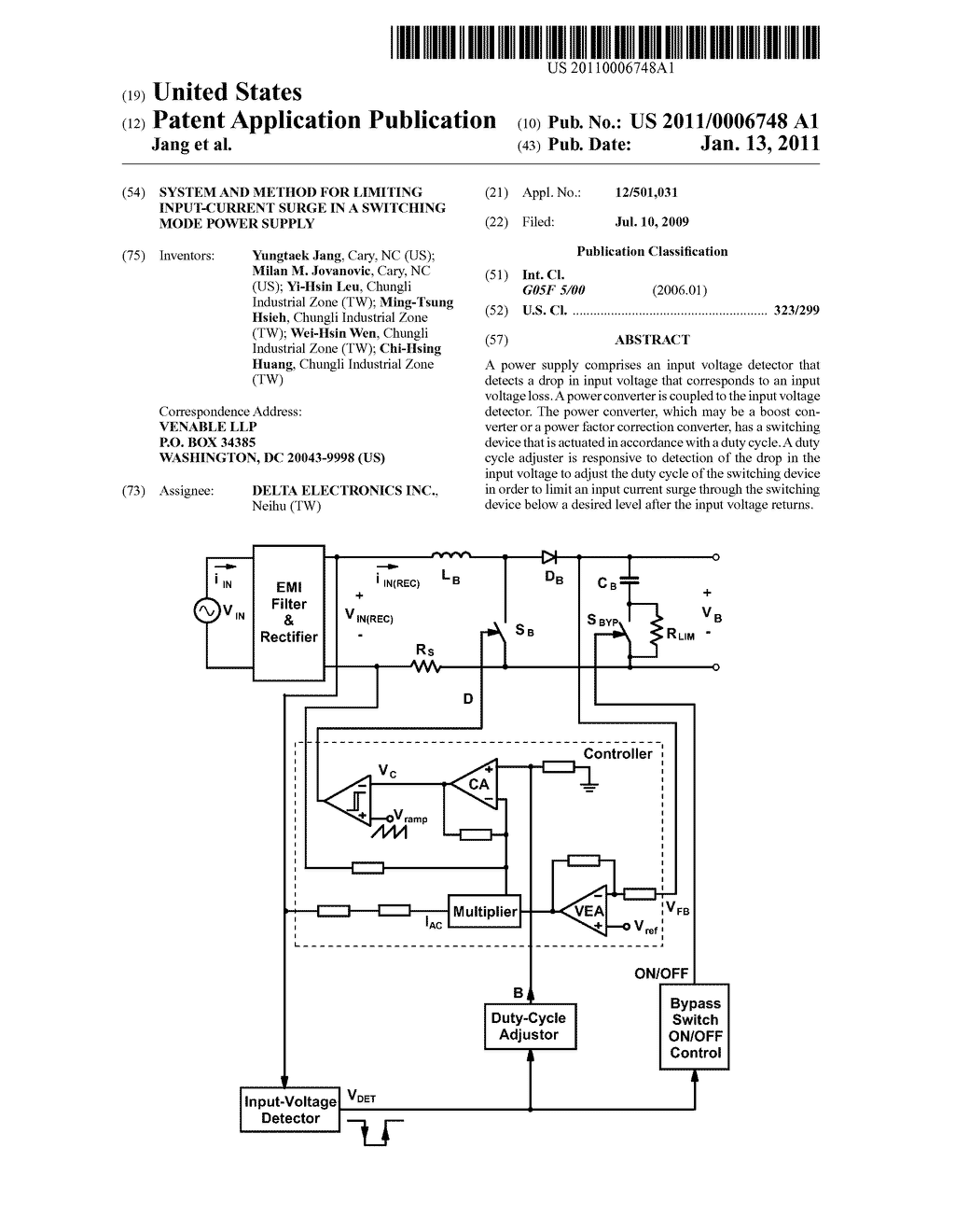 SYSTEM AND METHOD FOR LIMITING INPUT-CURRENT SURGE IN A SWITCHING MODE POWER SUPPLY - diagram, schematic, and image 01