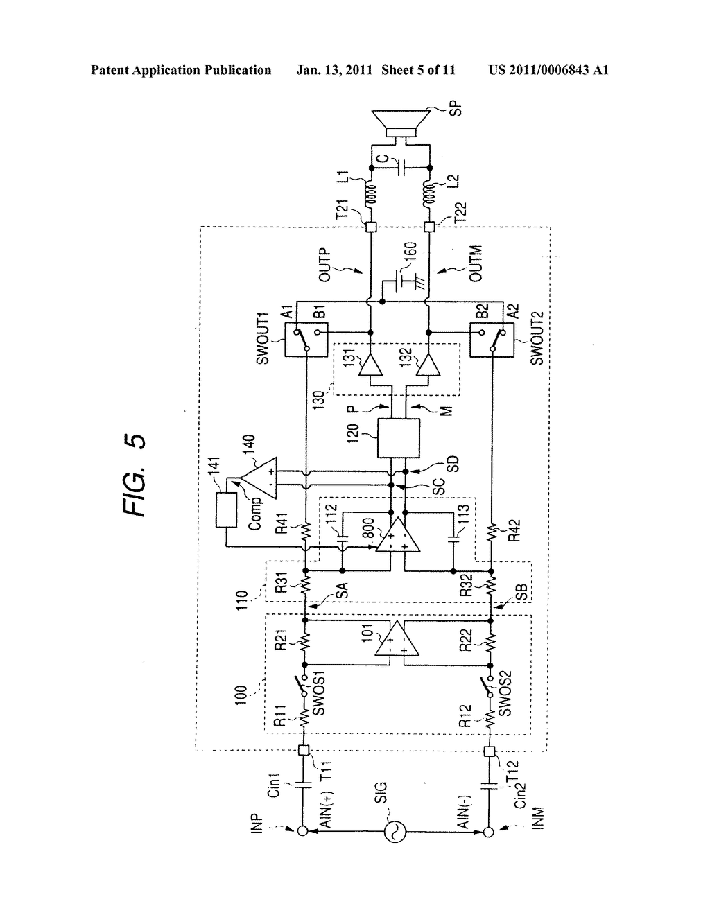 Offset voltage correction circuit and class D amplifier - diagram, schematic, and image 06