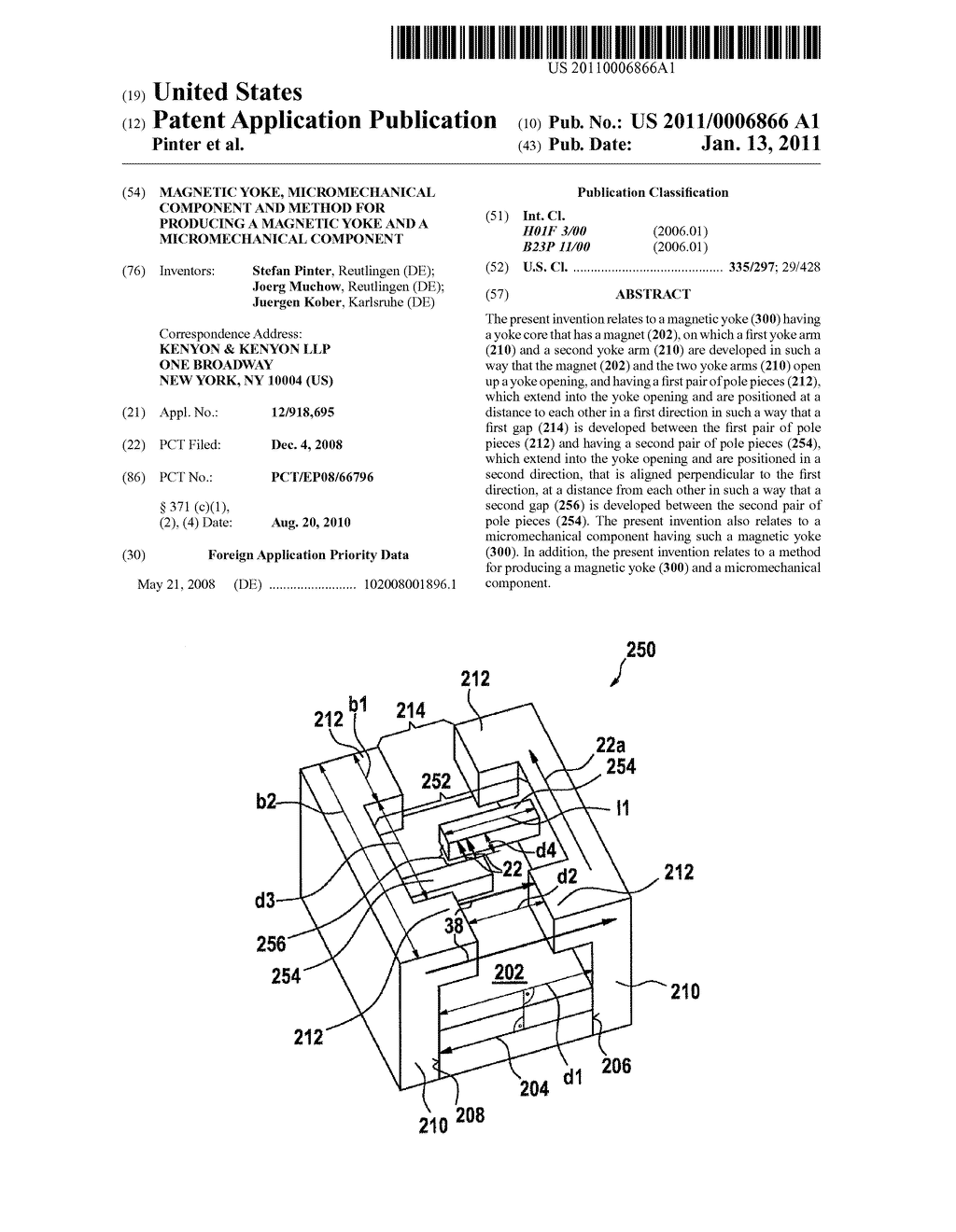 MAGNETIC YOKE, MICROMECHANICAL COMPONENT AND METHOD FOR PRODUCING A MAGNETIC YOKE AND A MICROMECHANICAL COMPONENT - diagram, schematic, and image 01