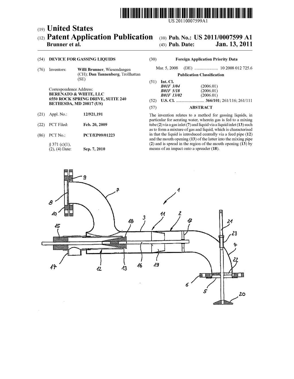 DEVICE FOR GASSING LIQUIDS - diagram, schematic, and image 01