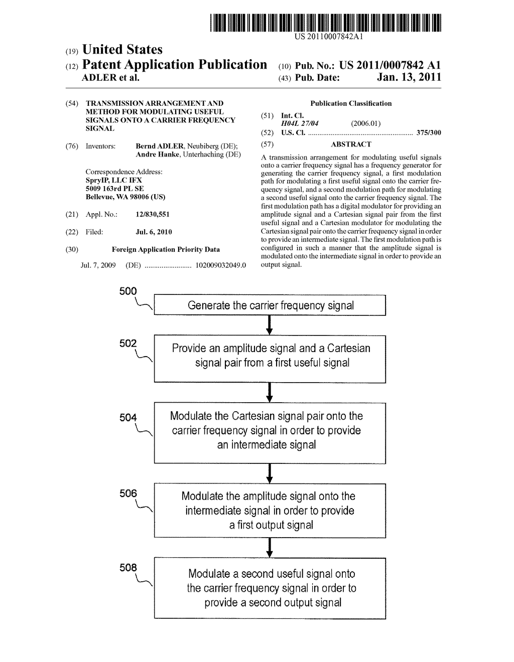 TRANSMISSION ARRANGEMENT AND METHOD FOR MODULATING USEFUL SIGNALS ONTO A CARRIER FREQUENCY SIGNAL - diagram, schematic, and image 01