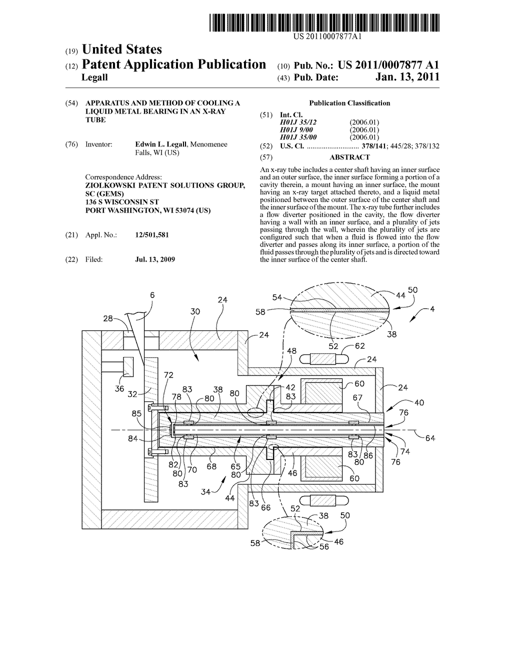 APPARATUS AND METHOD OF COOLING A LIQUID METAL BEARING IN AN X-RAY TUBE - diagram, schematic, and image 01