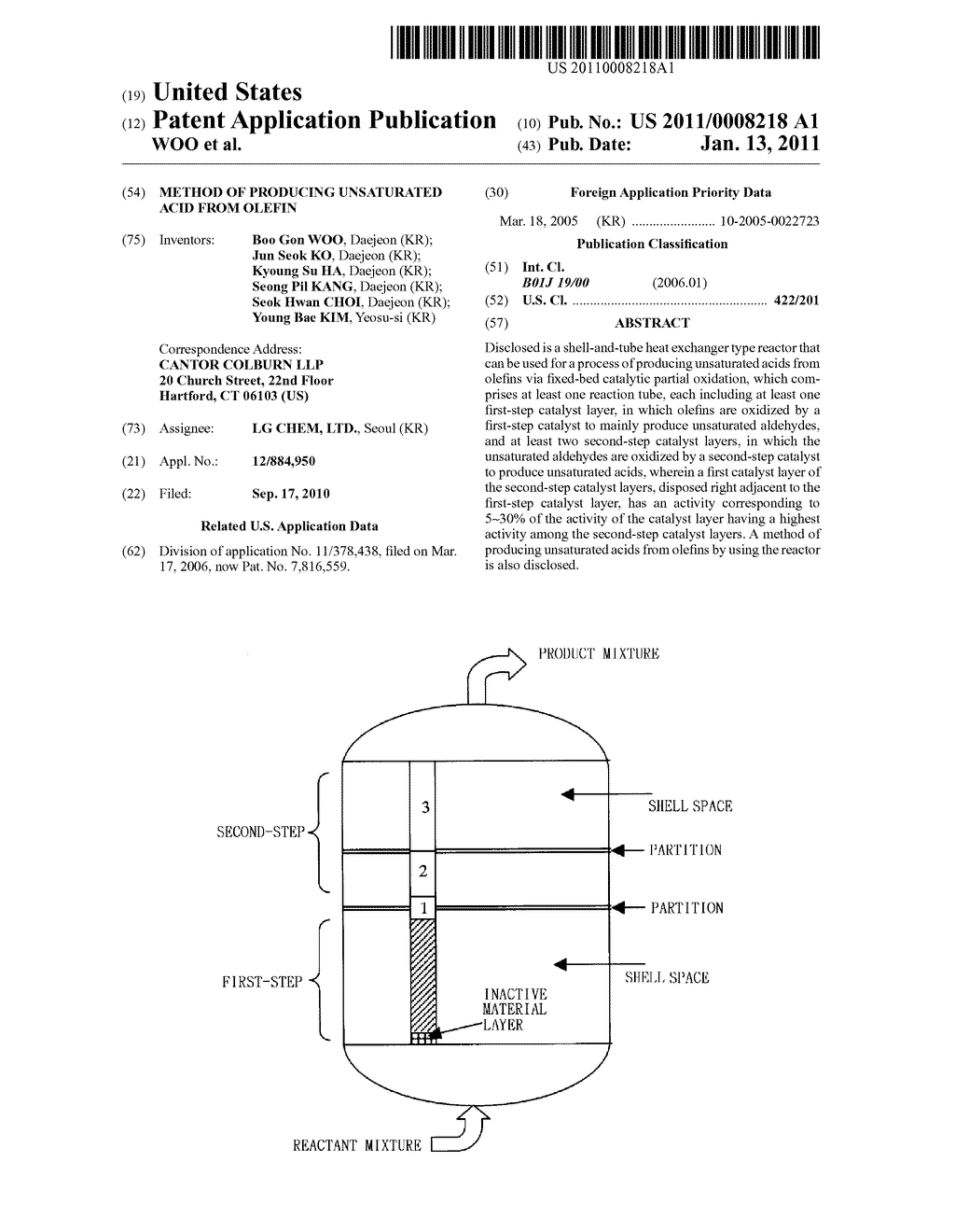 METHOD OF PRODUCING UNSATURATED ACID FROM OLEFIN - diagram, schematic, and image 01