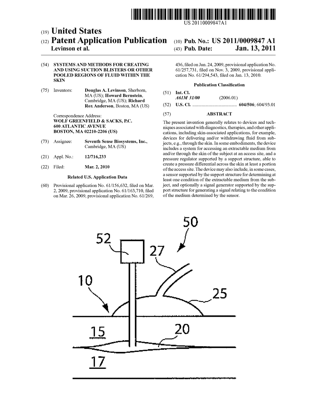 SYSTEMS AND METHODS FOR CREATING AND USING SUCTION BLISTERS OR OTHER POOLED REGIONS OF FLUID WITHIN THE SKIN - diagram, schematic, and image 01