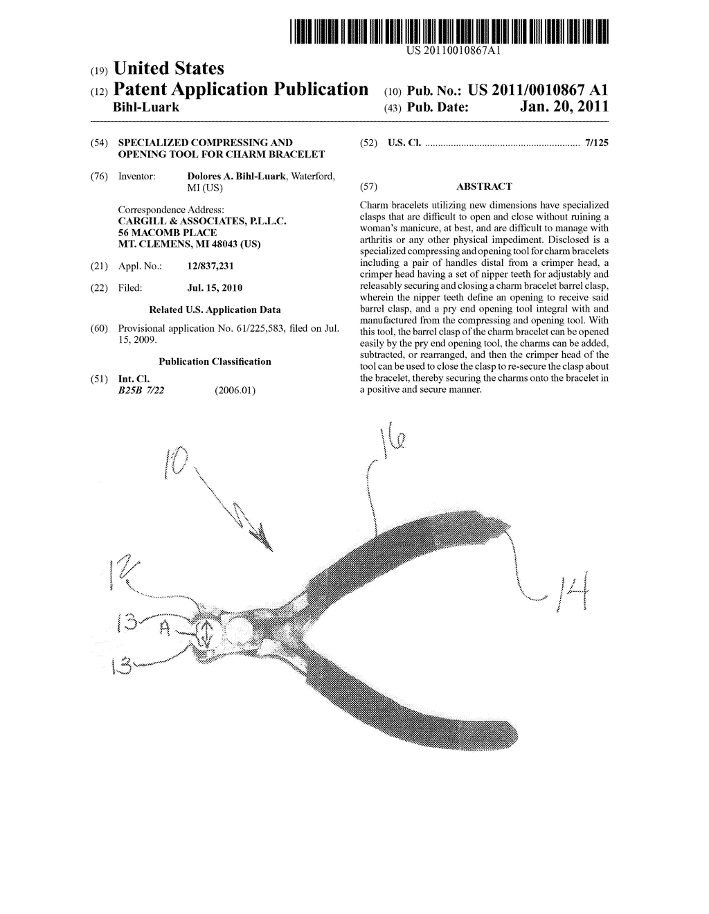 SPECIALIZED COMPRESSING AND OPENING TOOL FOR CHARM BRACELET - diagram, schematic, and image 01