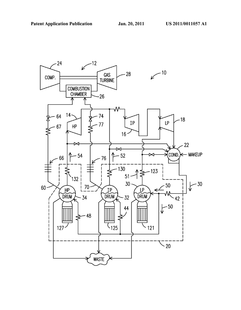 Method for Removal of Entrained Gas in a Combined Cycle Power Generation System - diagram, schematic, and image 02