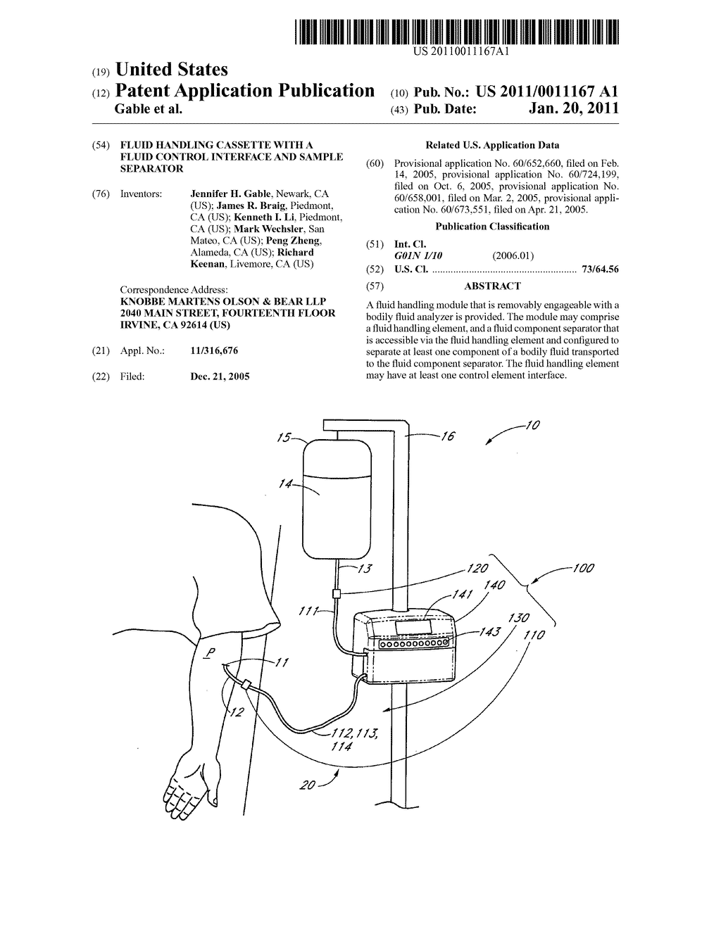 FLUID HANDLING CASSETTE WITH A FLUID CONTROL INTERFACE AND SAMPLE SEPARATOR - diagram, schematic, and image 01