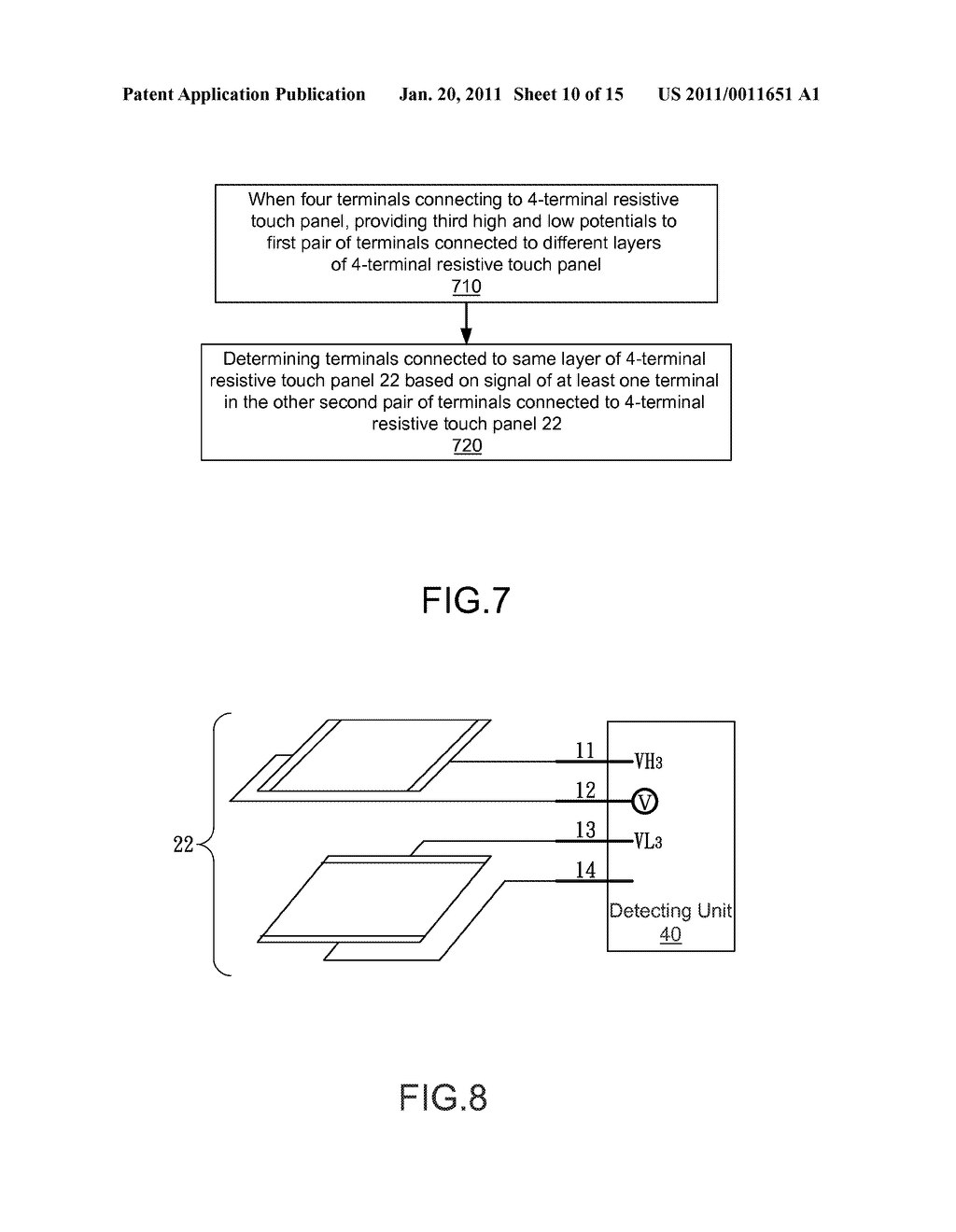 METHOD AND DEVICE FOR DETECTING TERMINAL CONNECTION OF 4-TERMINAL OR 5-TERMINAL RESISTIVE TOUCH PANEL - diagram, schematic, and image 11