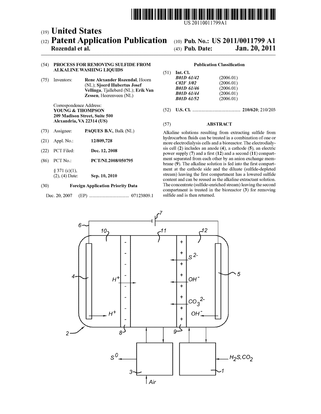 PROCESS FOR REMOVING SULFIDE FROM ALKALINE WASHING LIQUIDS - diagram, schematic, and image 01