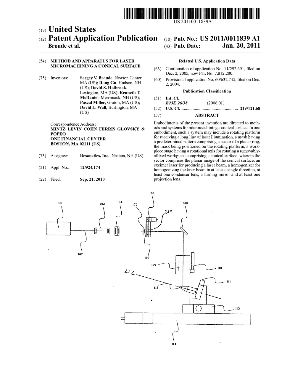 Method and apparatus for laser micromachining a conical surface - diagram, schematic, and image 01