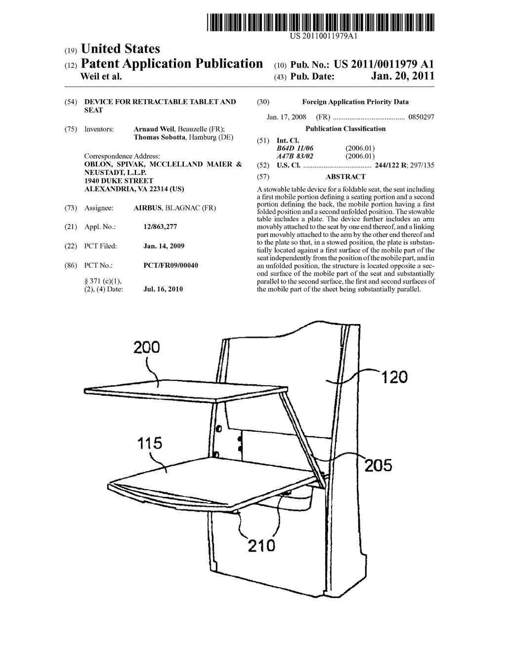 DEVICE FOR RETRACTABLE TABLET AND SEAT - diagram, schematic, and image 01