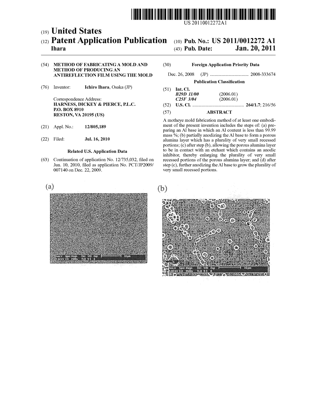 Method of fabricating a mold and method of producing an antireflection film using the mold - diagram, schematic, and image 01