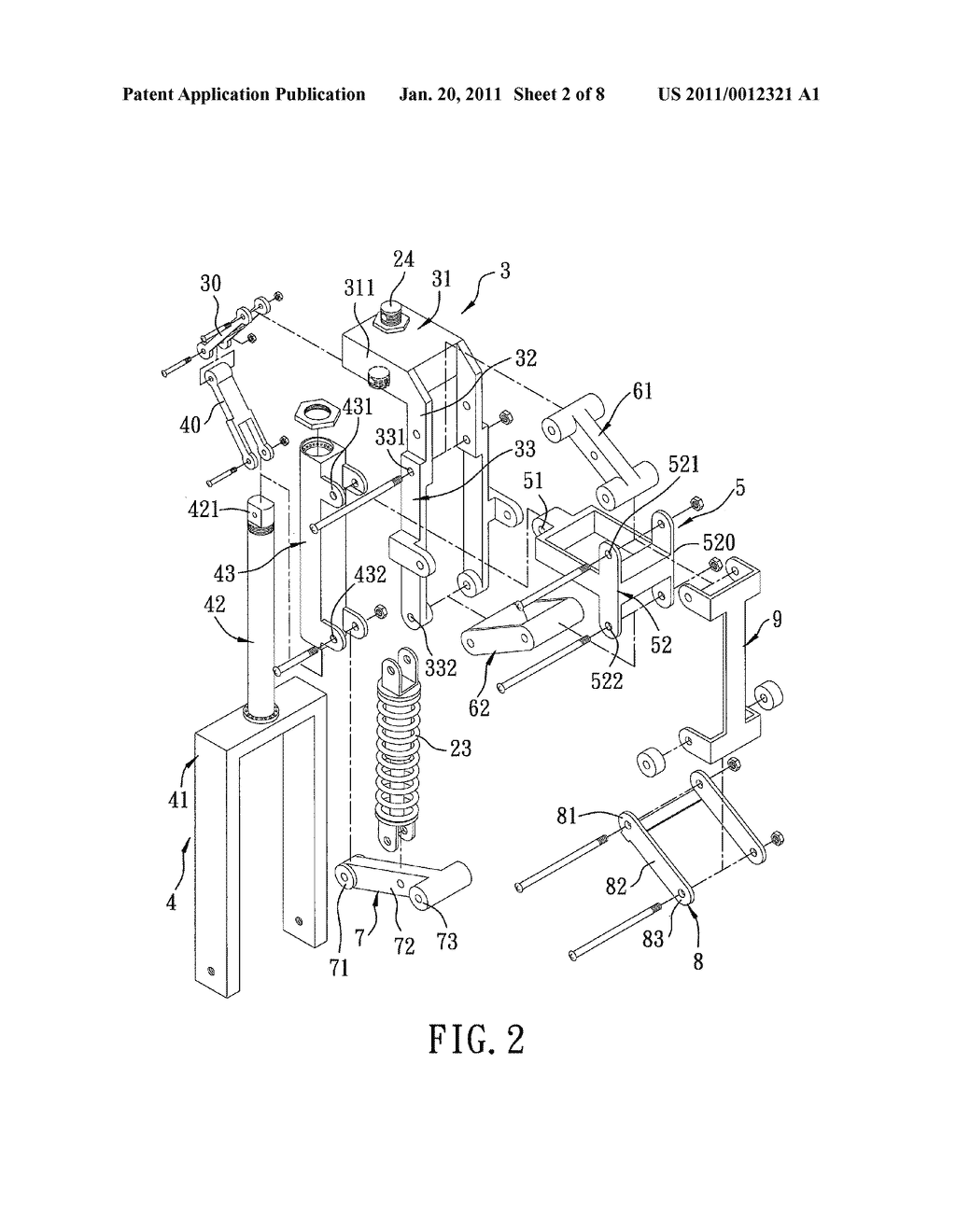 SHOCK-ABSORBING SUSPENSION DEVICE FOR A WHEELED VEHICLE - diagram, schematic, and image 03