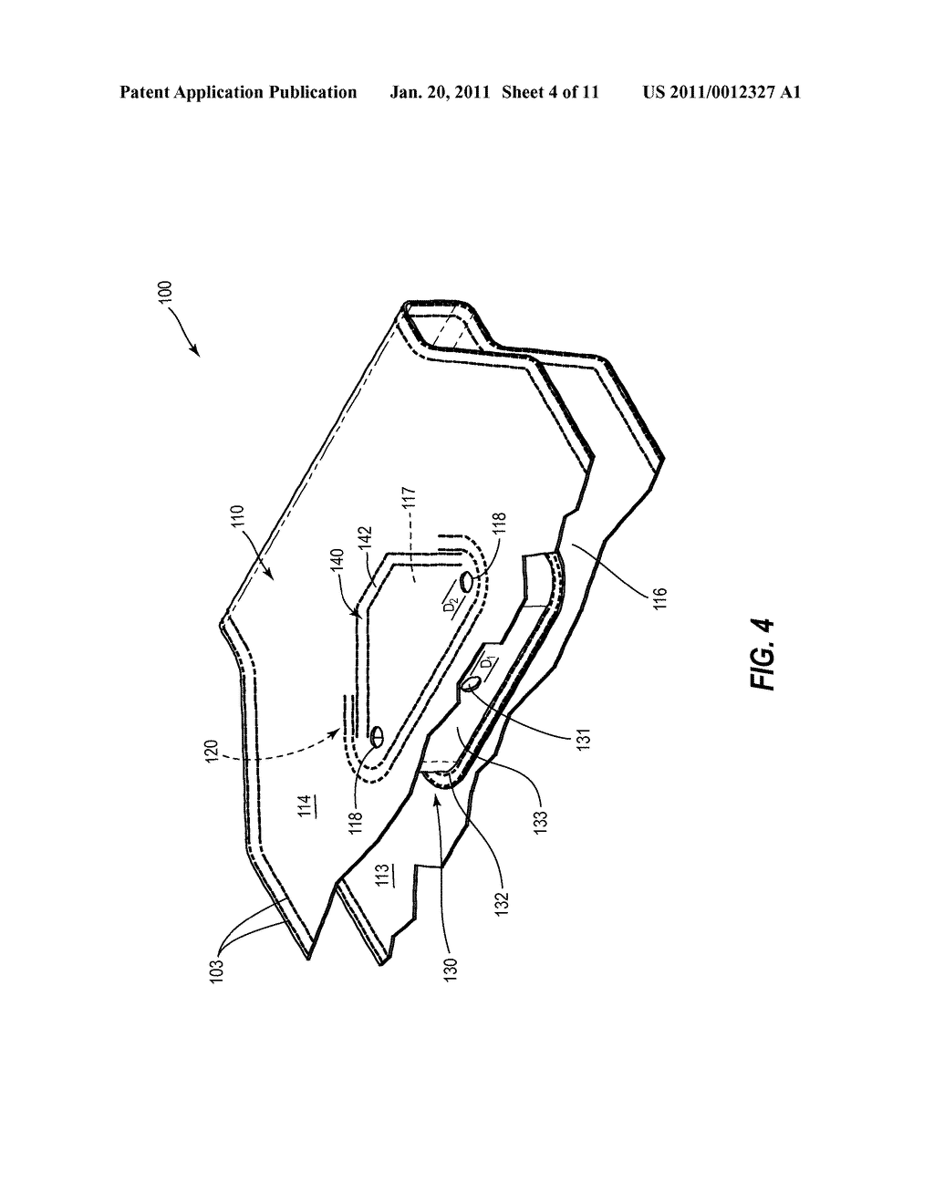 INFLATABLE KNEE AIRBAG HAVING TWO CHAMBERS SEPARATED BY AN INTERNAL TETHER - diagram, schematic, and image 05