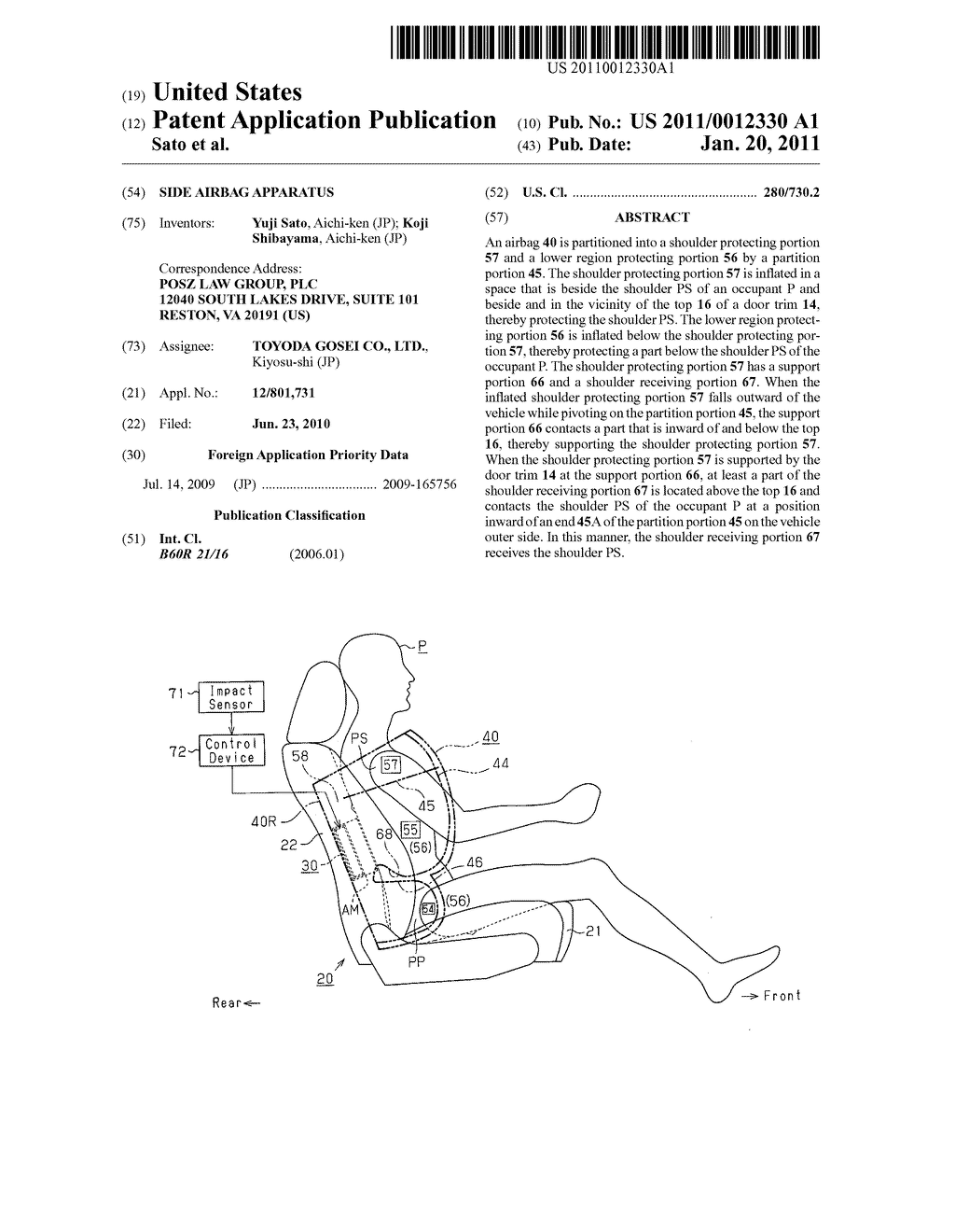 Side airbag apparatus - diagram, schematic, and image 01