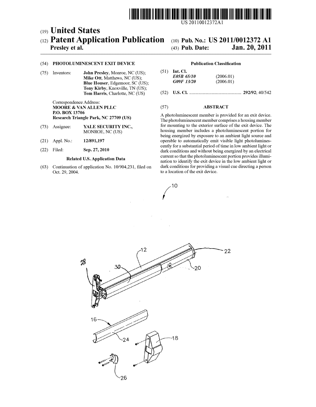 PHOTOLUMINESCENT EXIT DEVICE - diagram, schematic, and image 01