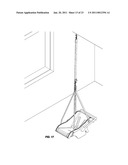 Baby seat sling for suspending a baby seat from a structure diagram and image