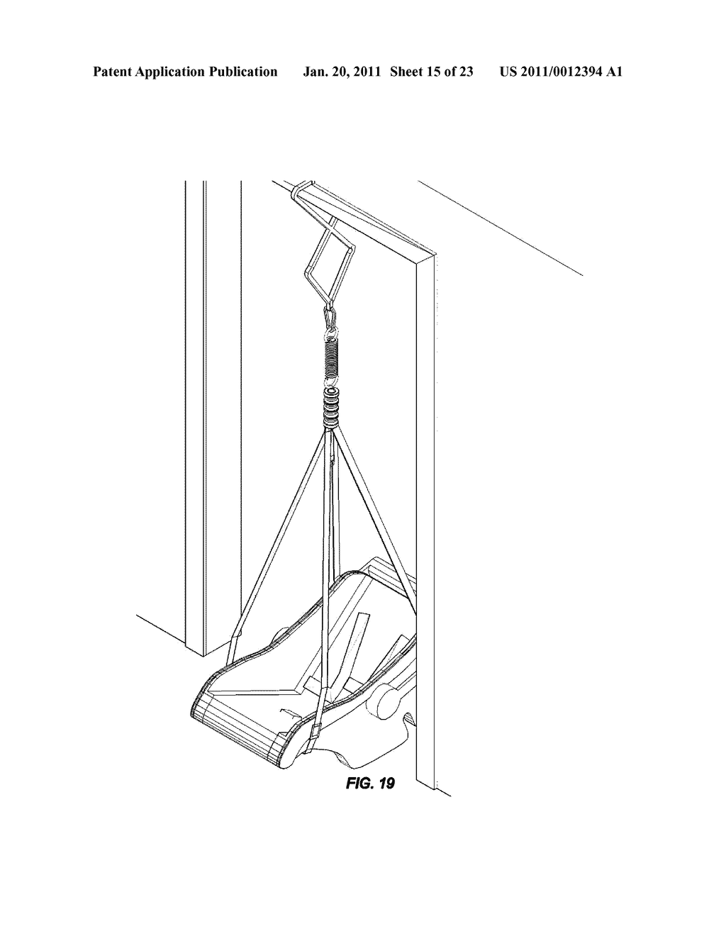 Baby seat sling for suspending a baby seat from a structure - diagram, schematic, and image 16