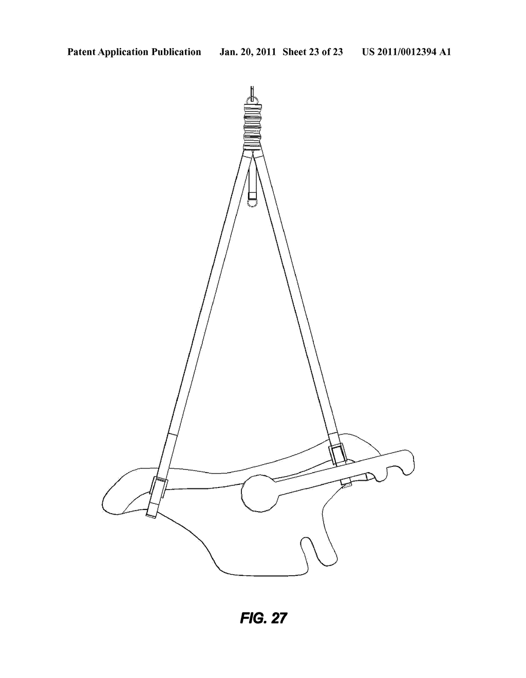 Baby seat sling for suspending a baby seat from a structure - diagram, schematic, and image 24