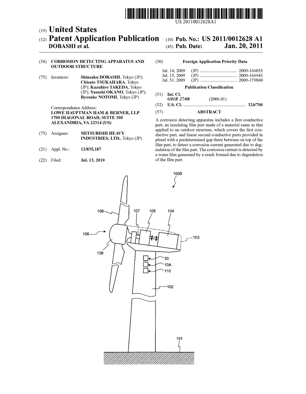 CORROSION DETECTING APPARATUS AND OUTDOOR STRUCTURE - diagram, schematic, and image 01