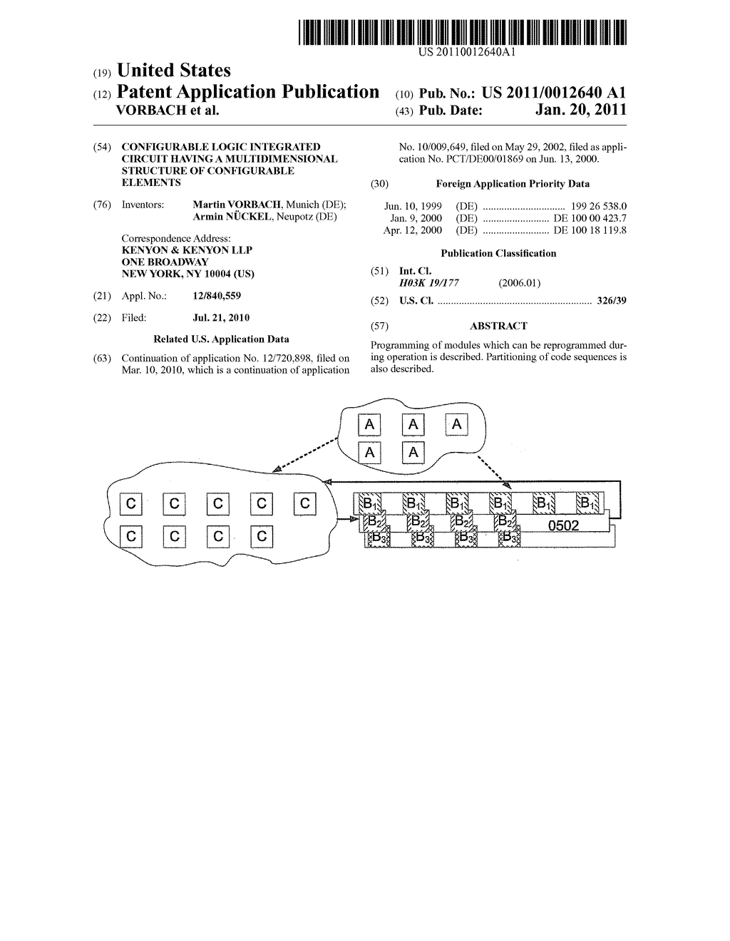 CONFIGURABLE LOGIC INTEGRATED CIRCUIT HAVING A MULTIDIMENSIONAL STRUCTURE OF CONFIGURABLE ELEMENTS - diagram, schematic, and image 01