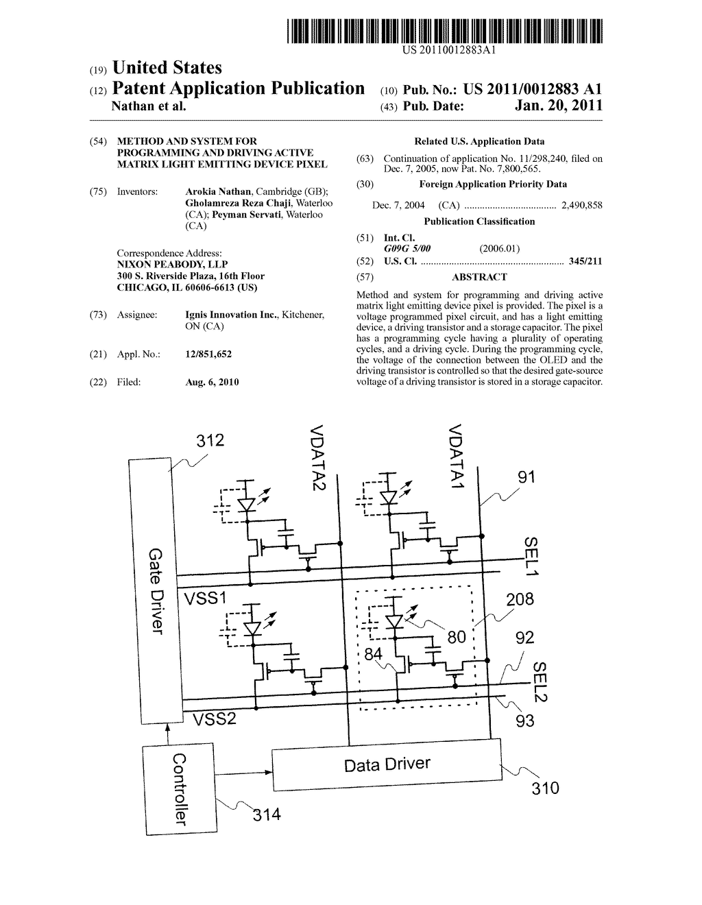 METHOD AND SYSTEM FOR PROGRAMMING AND DRIVING ACTIVE MATRIX LIGHT EMITTING DEVICE PIXEL - diagram, schematic, and image 01