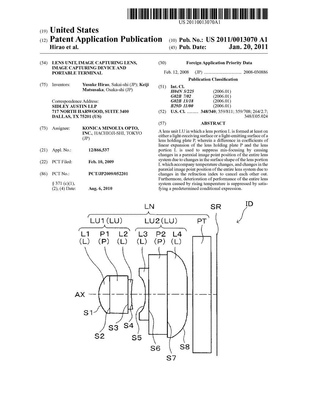 LENS UNIT, IMAGE CAPTURING LENS, IMAGE CAPTURING DEVICE AND PORTABLE TERMINAL - diagram, schematic, and image 01