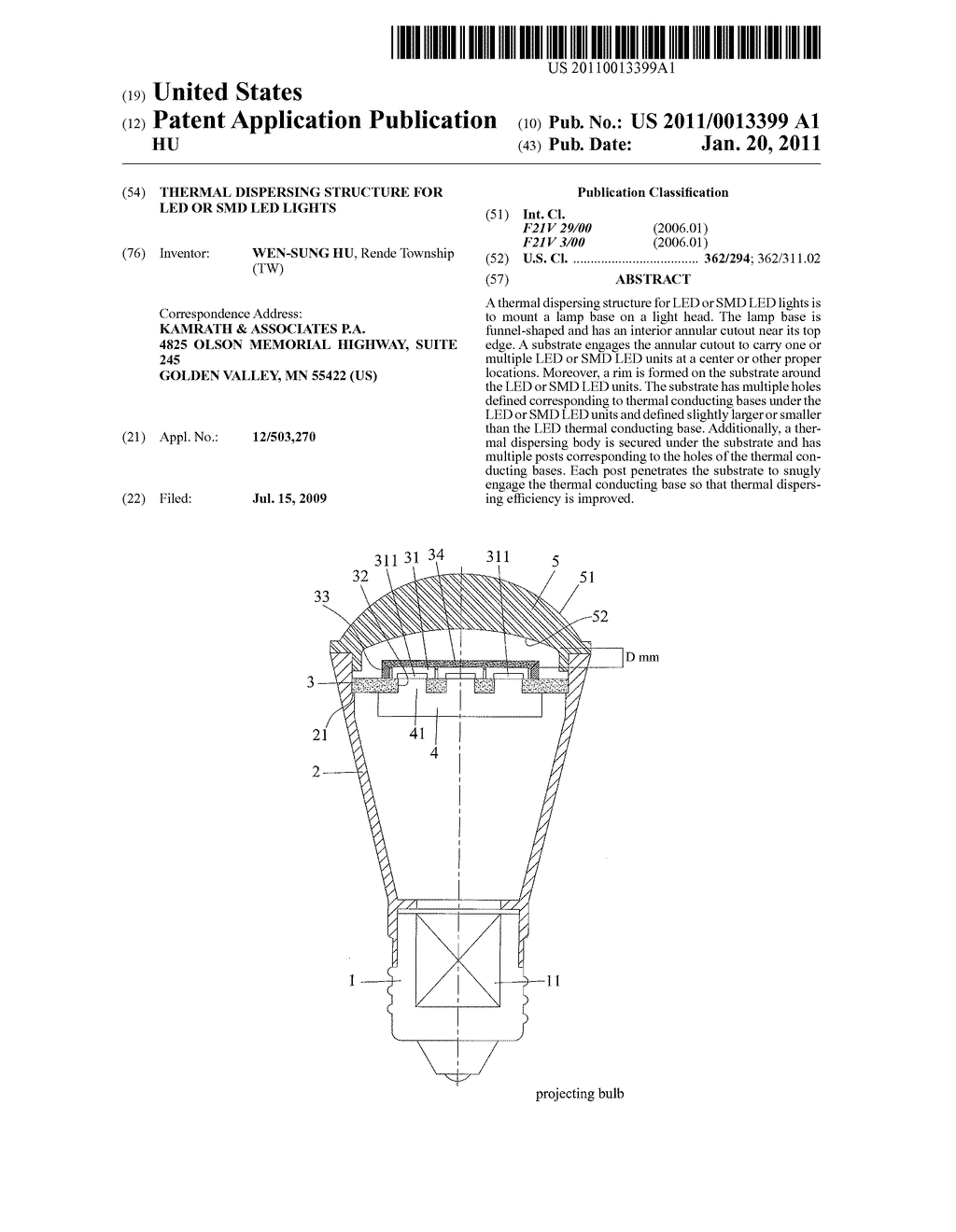 Thermal Dispersing Structure for LED or SMD LED lights - diagram, schematic, and image 01