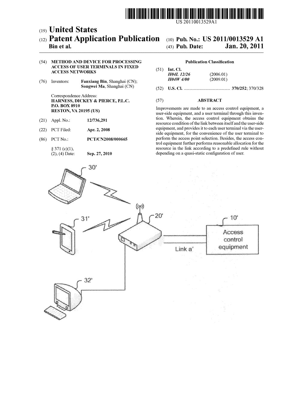 Method and device for processing access of user terminals in fixed access networks - diagram, schematic, and image 01